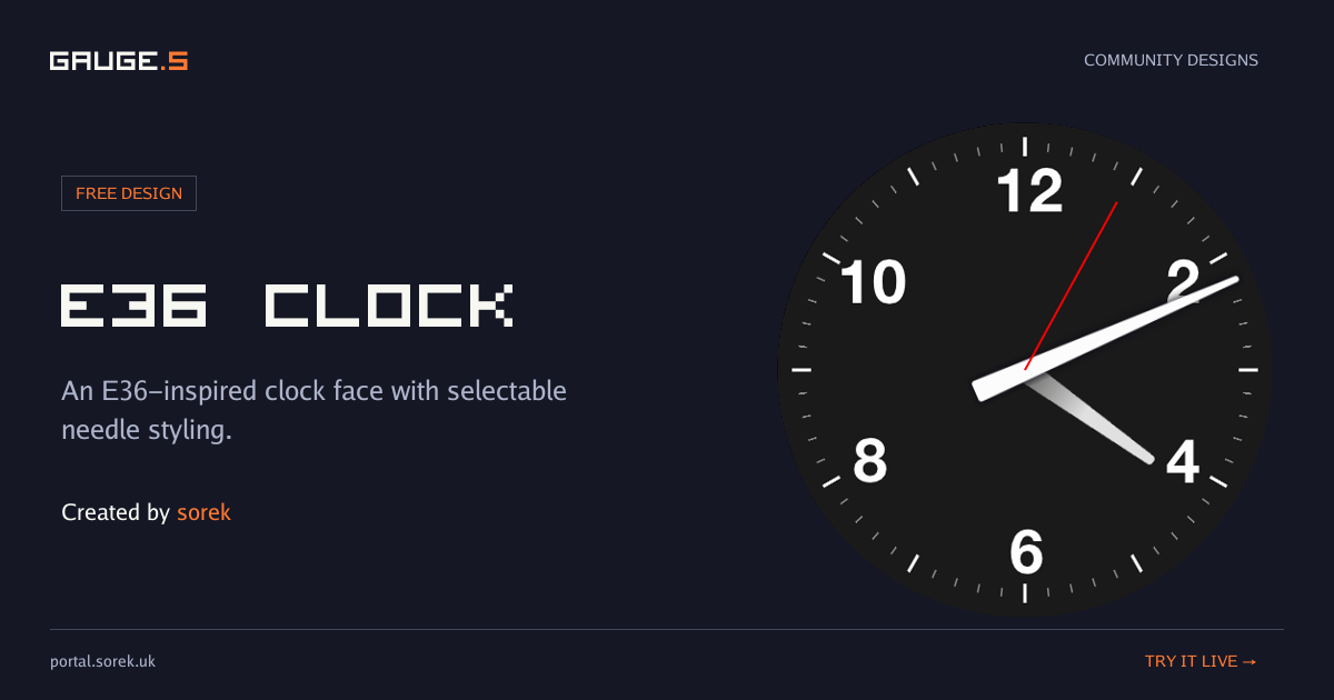 E36 Clock share card by sorek